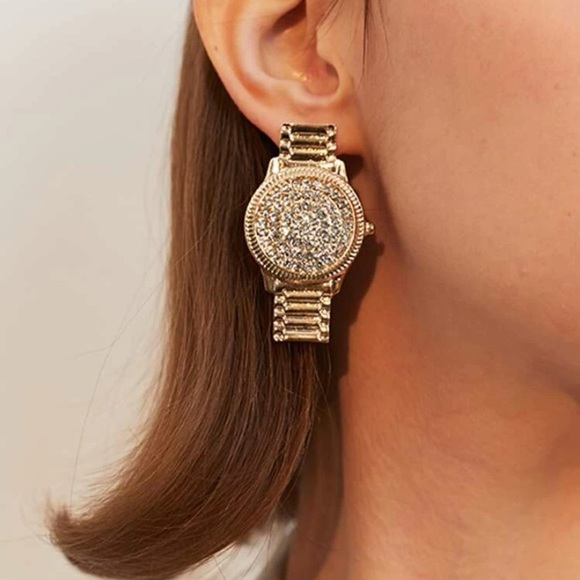 Accessories - New Inventory 🔥Rhinestone Decor Watch Drop Earrings🔥